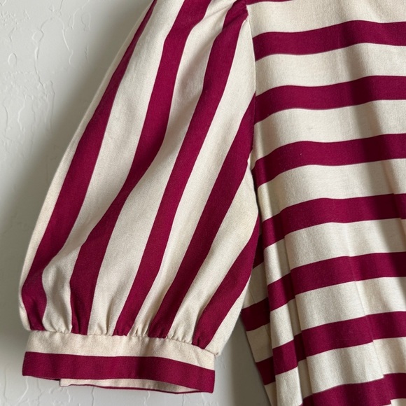 Vintage David Warren Midi Dress Fit N Flare A Line Red Striped Tomato Girl XS - Picture 4 of 14